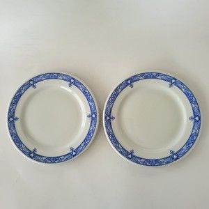 2 Vintage Shenago China RimRol Blue Edgemere Dessert Bread and Butter Plates